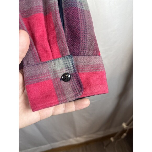 Lee Riders Women Shirt Pink  & Navy Blue Plaid Button Up Size 2X Preowned - Picture 2 of 14